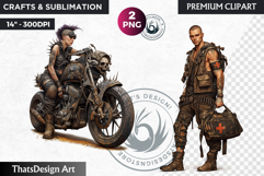 Wasteland Punk Character Clipart, Post-Apocalyptic PNG Product Image 1