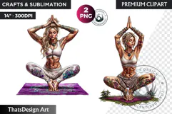 Zen Women doing yoga Clipart PNG, meditation Sublimation Product Image 1