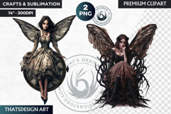 Gothic Fairy Clipart, Dark Fantasy Clipart, black fairy PNG Product Image 1