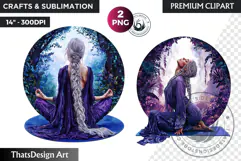 Meditating Boho Woman Clipart for Sublimation , Yoga clipar Product Image 1