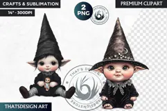 Gothic Gnome Clipart, Goth Gnome Clipart, Gnomes png Product Image 1