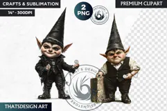 Gothic Gnome Clipart, Goth Gnome Clipart, Gnomes png Product Image 1