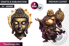 Golden Buddha Clipart, Happy buddha, Meditative, Sitting Product Image 1