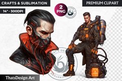 CyberPunk Character Clipart,Post-Apocalyptic PNG sublimation Product Image 1