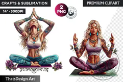 Zen Women doing yoga Clipart PNG, meditation Sublimation Product Image 1