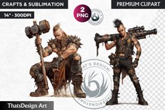 Wasteland Punk Character Clipart, Post-Apocalyptic PNG Product Image 1