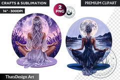 Meditating Boho Woman Clipart for Sublimation , Yoga clipar Product Image 1