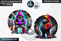 Urban Gnome Clipart, hip hop Gnome Clipart, Gnomes png Product Image 1