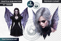 Gothic Fairy Clipart, Dark Fantasy Clipart, black fairy PNG Product Image 1