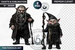 Gothic Gnome Clipart, Goth Gnome Clipart, Gnomes png Product Image 1