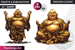 Golden Buddha Clipart, Happy buddha, Meditative, Sitting Product Image 1