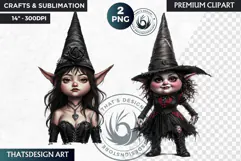 Gothic Gnome Clipart, Goth Gnome Clipart, Gnomes png Product Image 1