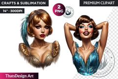 Vintage flappers clipart, 1930&#039;s dancer woman, cabaret girl Product Image 1