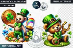 St Patrick Teddy bear Clipart, saint patricks day PNG Product Image 1