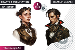 Steampunk Character Clipart, Post-Apocalyptic sublimation Product Image 1