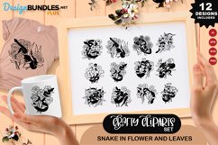 Clipart Set Snake In Flower And Leaves Product Image 1