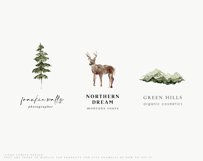 Watercolor Forest Digital Clipart Set Mountain Deer Trees Product Image 2