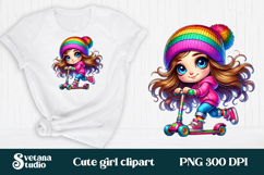 Cute pink girl clipart PNG design | Kids sublimation Product Image 1
