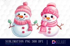 Watercolor Christmas Cute Snowman Clipart, Sublimation Art Product Image 1