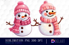 Watercolor Christmas Cute Snowman Clipart, Sublimation Art Product Image 1