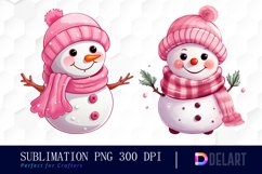 Watercolor Christmas Cute Snowman Clipart, Sublimation Art Product Image 1