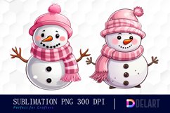 Watercolor Christmas Cute Snowman Clipart, Sublimation Art Product Image 1
