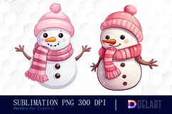Watercolor Christmas Cute Snowman Clipart, Sublimation Art Product Image 1
