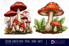 Watercolor Mushrooms Autumn Clipart, Sublimation PNG Product Image 1