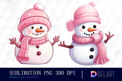 Watercolor Christmas Cute Snowman Clipart, Sublimation Art Product Image 1