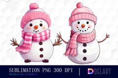 Watercolor Christmas Cute Snowman Clipart, Sublimation Art Product Image 1