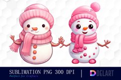 Watercolor Christmas Cute Snowman Clipart, Sublimation Art Product Image 1
