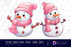Watercolor Christmas Cute Snowman Clipart, Sublimation Art Product Image 1