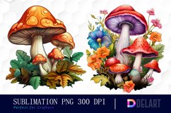 Watercolor Mushrooms Autumn Clipart, Sublimation PNG Product Image 1