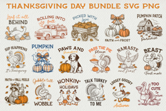 Vintage Thanksgiving &amp; Fall Clipart Bundle | PNG SVG Product Image 1