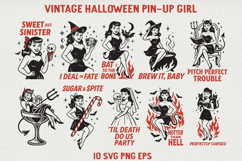 Vintage Halloween Pin-Up Girl Poster | Retro PNG SVG Product Image 1