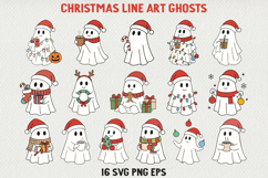 Christmas Kawaii Ghost Minimal Hand-Drawn Clipart EPS, SVG, Product Image 1