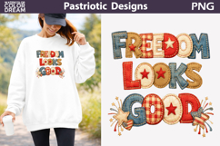 Patriotic Patchwork Quote | Freedom Looks Good Design Product Image 1