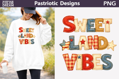 Patriotic Patchwork Quote | Sweet Land Vibes Design Product Image 1