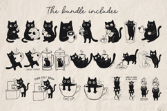 Black Cat Coffee Clipart Bundle SVG PNG Cozy Cat Cafe. Product Image 2