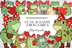 Cute Sassy Frog Girls PNG BUNDLE, Sublimation PNG. Product Image 1