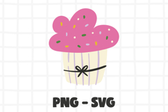 Cute Pink Cupcake SVG PNG Clipart for Cricut and Silhouette Product Image 1