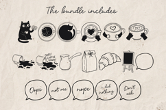 Black Cat Coffee Clipart Bundle SVG PNG Cozy Cat Cafe. Product Image 3