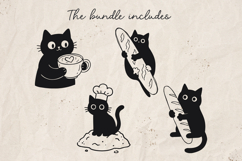 Black Cat Coffee Clipart Bundle SVG PNG Cozy Cat Cafe. Product Image 4