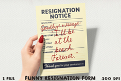 Funny Resignation Form, Sublimation PNG. Product Image 1