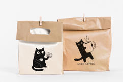 Black Cat Coffee Clipart Bundle SVG PNG Cozy Cat Cafe. Product Image 5