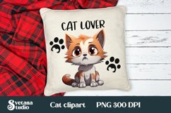 Funny cat clipart PNG| Cat lover pillow sublimation