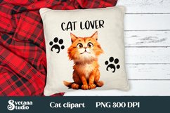 Funny cat clipart PNG bundle | Cat pillow sublimation Product Image 2