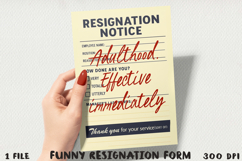 Funny Resignation Form, Sublimation PNG. Product Image 1