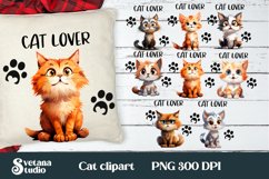 Funny cat clipart PNG bundle | Cat pillow sublimation