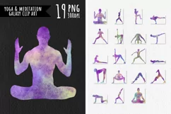 Yoga and Meditation. Galaxy Clip art/Sublimation Backgrounds Product Image 1